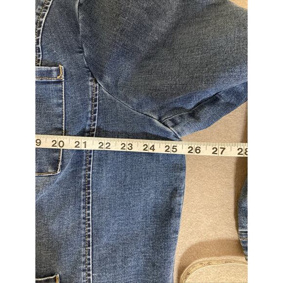 Chicos Jean Jacket Women Sz 4 New Perfect Stretch Pocket Denim Blue Utility $80 - Picture 7 of 8